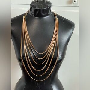 Amazing Gold multi chain necklace crown, royal extra long, elegant